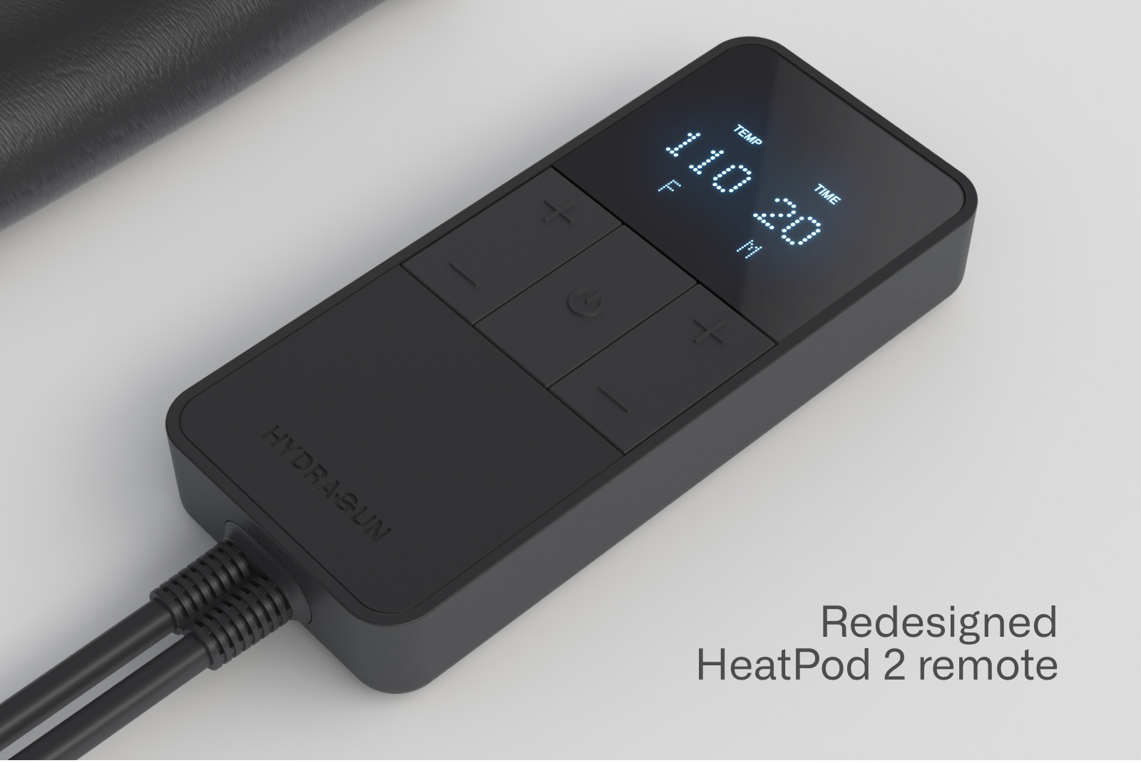 photo showcasing the sleek remote control of HeatPod 2